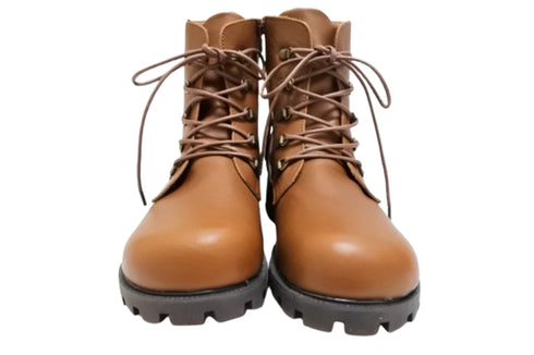 【かぼちゃの馬車 CA-55 ブラウン】本革コンフォート紐靴ショートブーツ